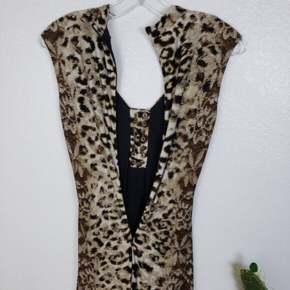 Vintage Caché Y2K Animal Print Bodycon Dress Pinup Fitted size S Cocktail Chic - Picture 13 of 15